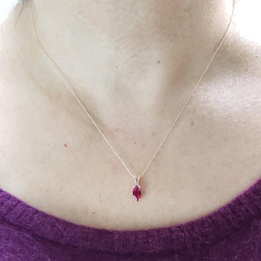 14Kt Gold Ruby Marquise Pendant