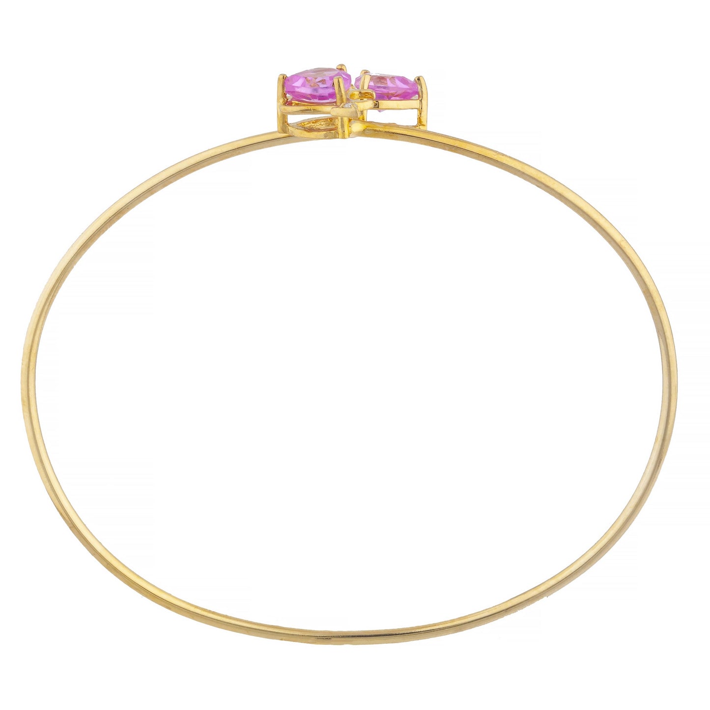 Pink Sapphire & Diamond Devil Heart Bangle Bracelet 14Kt Yellow Gold Rose Gold Silver