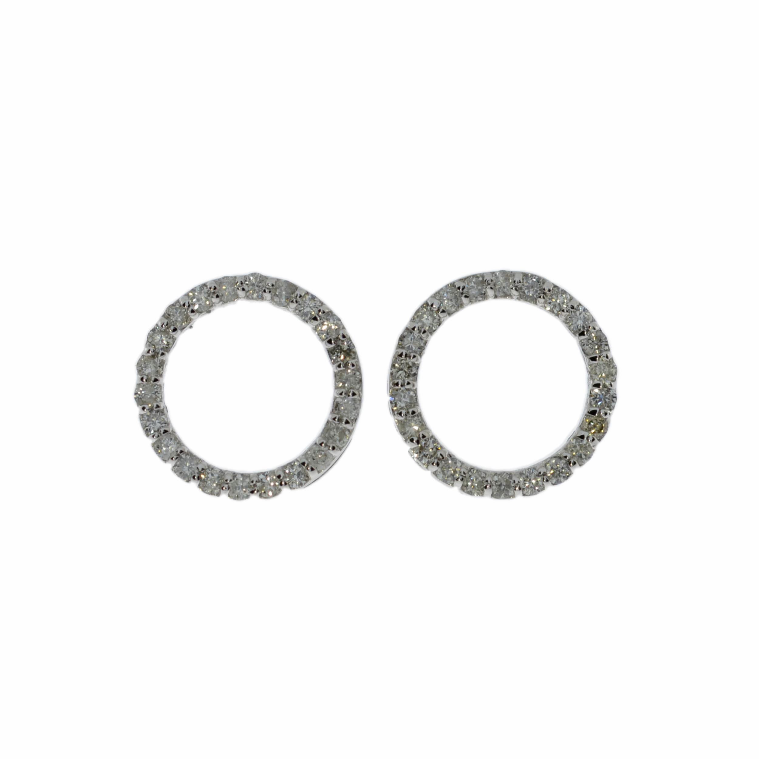 14Kt Gold Diamond Open Circle Stud Earrings