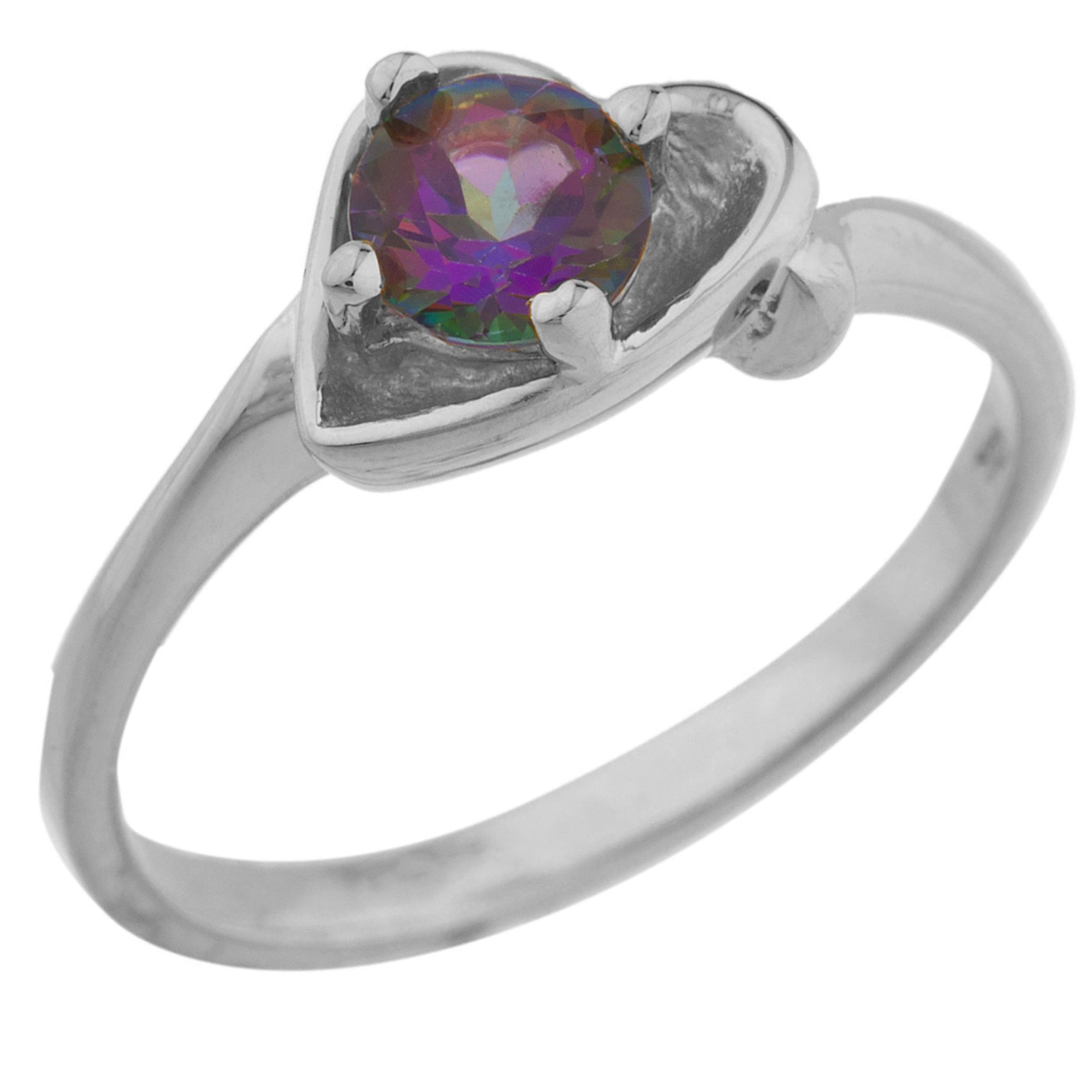 14Kt Gold Natural Mystic Topaz Round Heart Ring