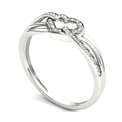 Natural Diamond Heart Ring 925 Sterling Silver