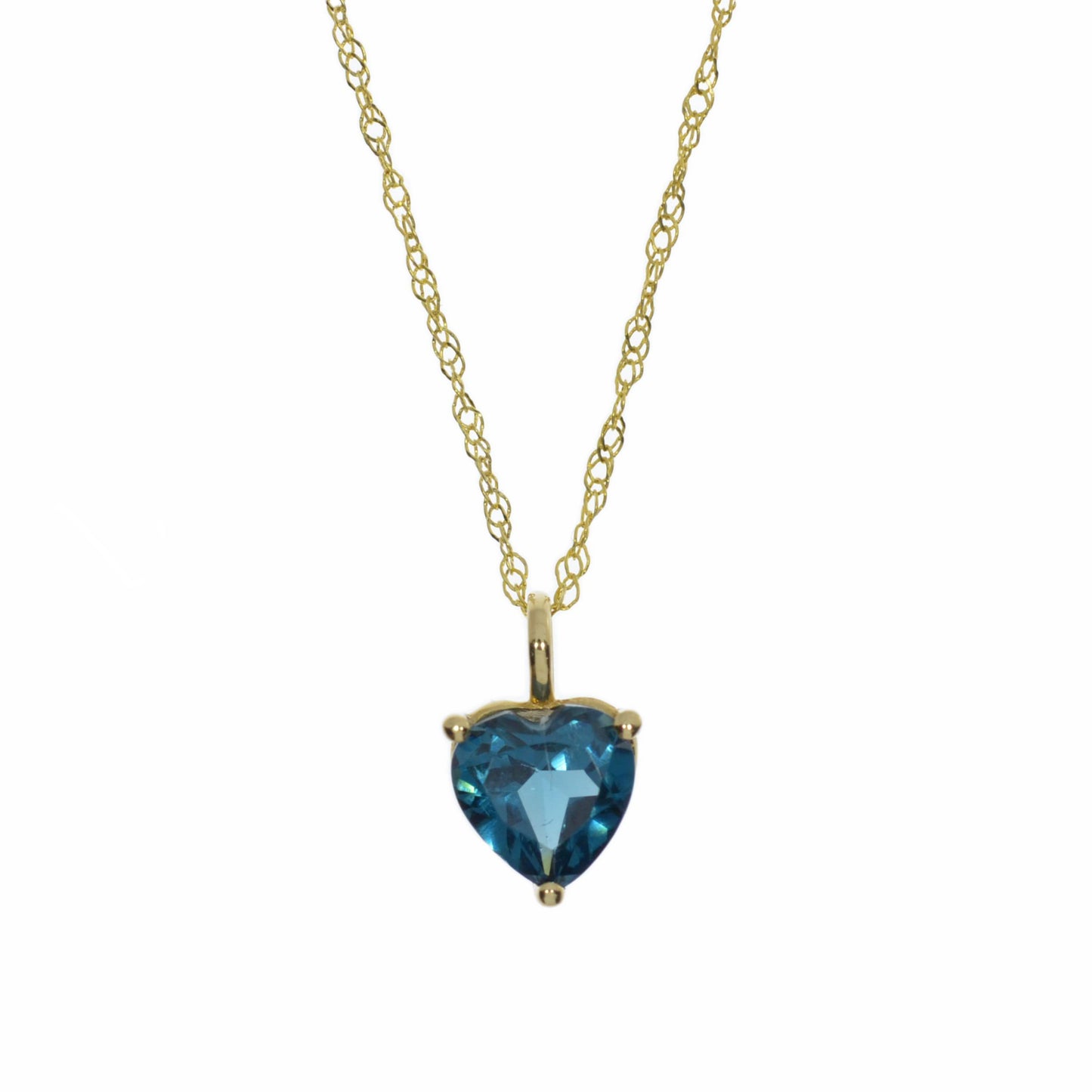 14Kt Gold London Blue Topaz Heart Pendant Necklace