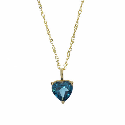 14Kt Gold London Blue Topaz Heart Pendant Necklace