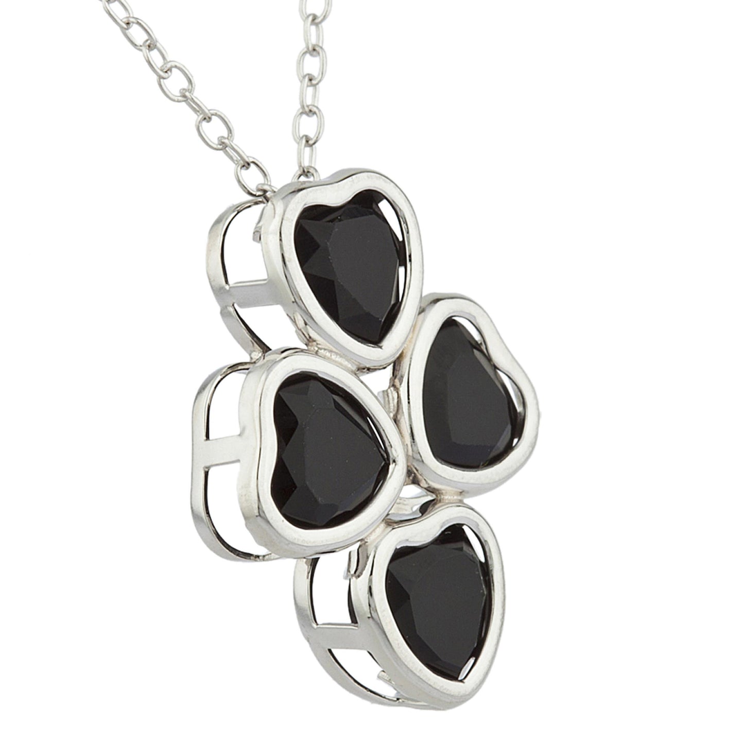 Genuine Black Onyx Heart Bezel Pendant .925 Sterling Silver