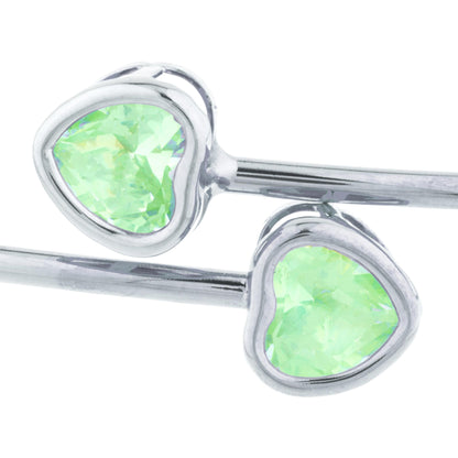 2 Ct Green Sapphire Heart Bezel Bangle Bracelet .925 Sterling Silver