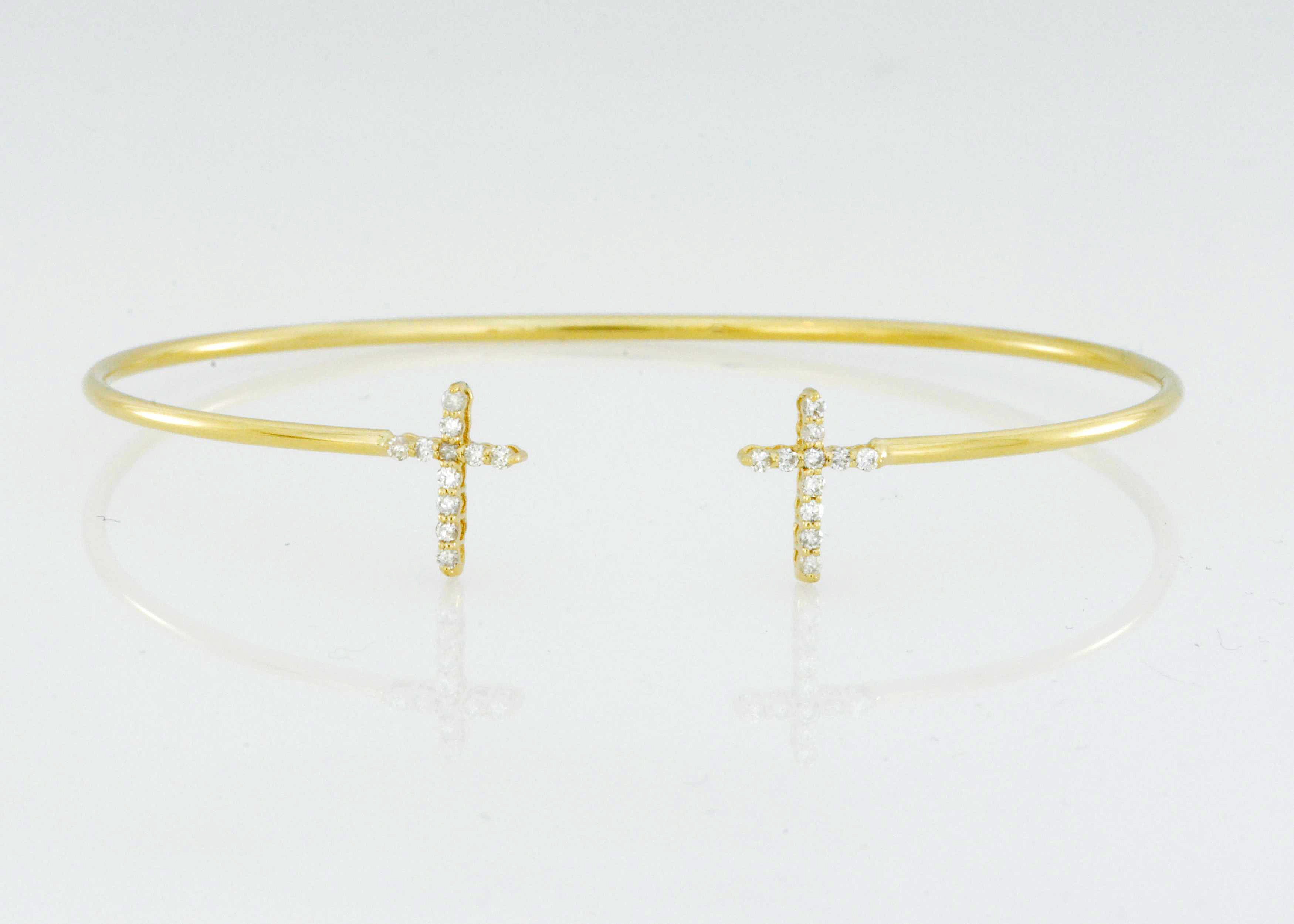 Celtic Cross Double Loop Bangle Bracelet - Gold-Filled Charm