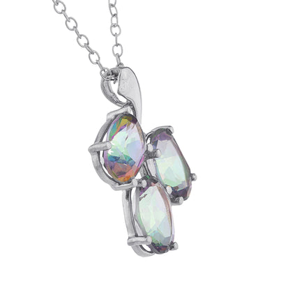 4.5 Ct Natural Mystic Topaz Oval Design Pendant .925 Sterling Silver