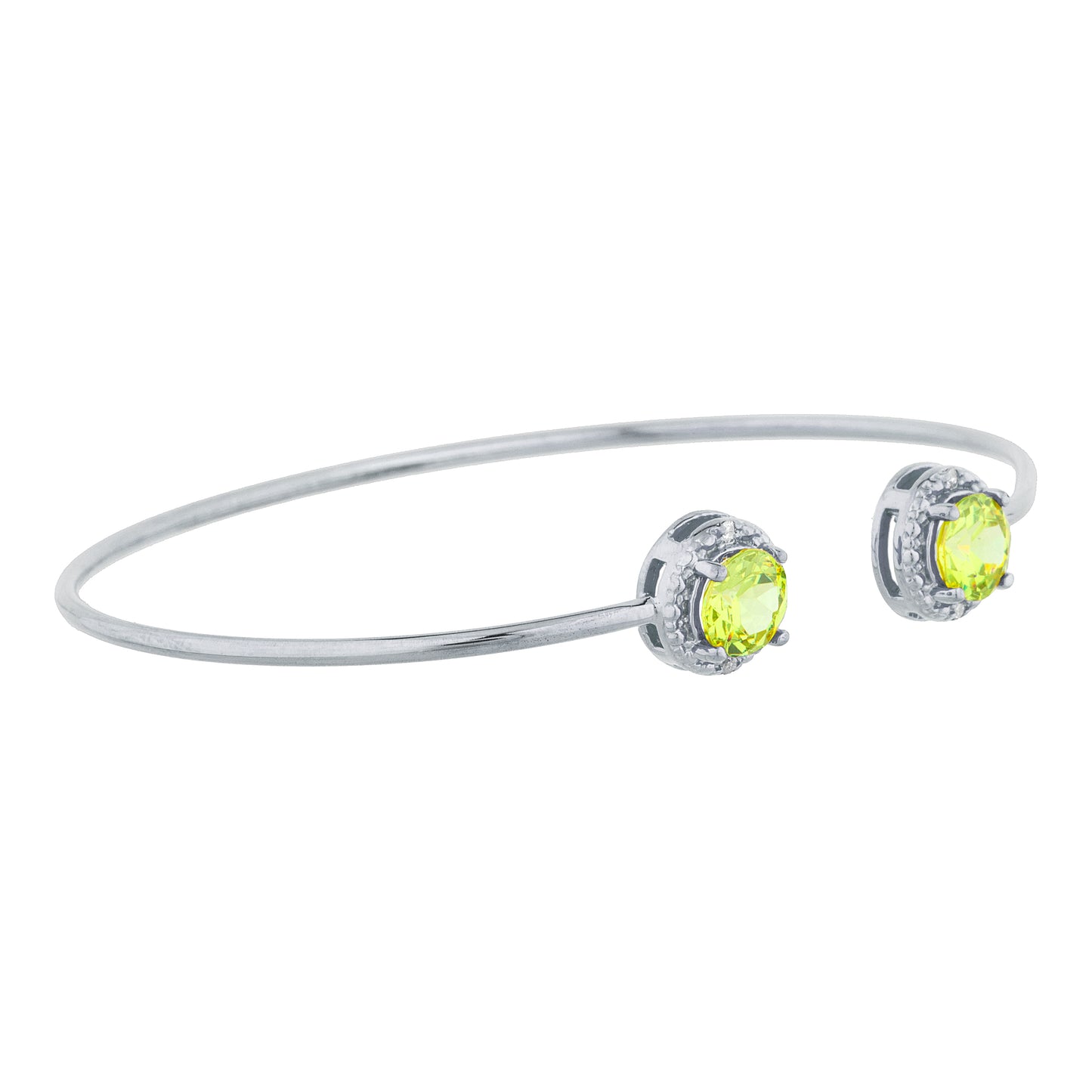 14Kt Gold Peridot & Diamond Round Bangle Bracelet