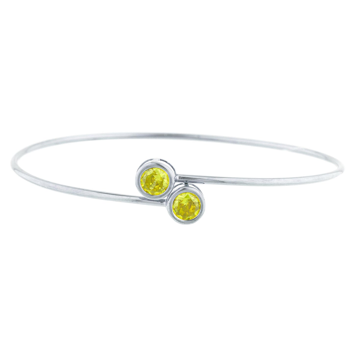 14Kt Gold Peridot Round Bezel Bangle Bracelet