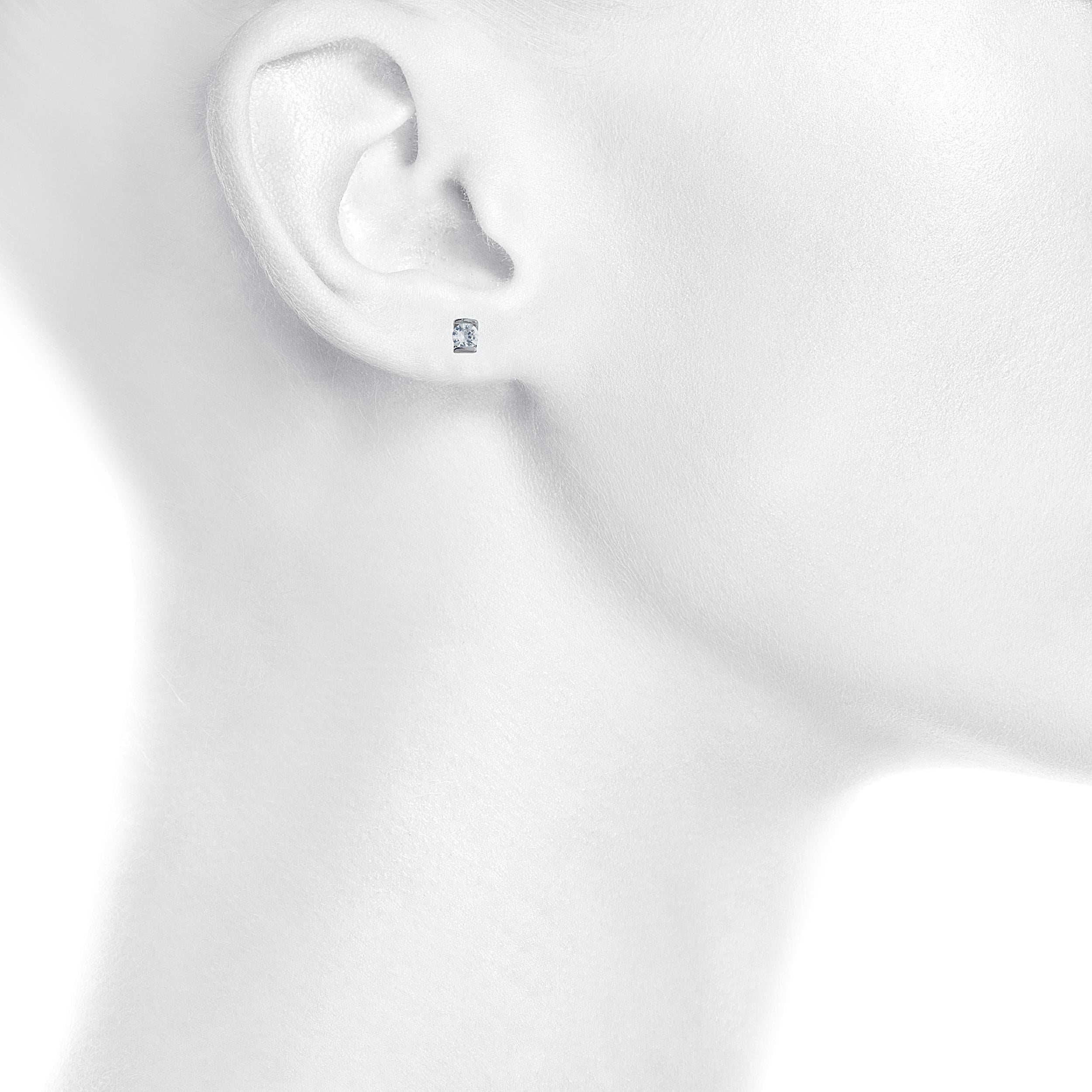 White Sapphire Half Channel Stud Earrings .925 Sterling Silver