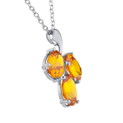 4.5 Ct Orange Citrine Oval Design Pendant .925 Sterling Silver