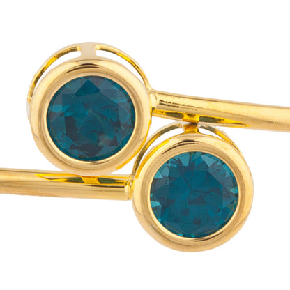 14Kt Yellow Gold Plated London Blue Topaz Round Bezel Bangle Bracelet