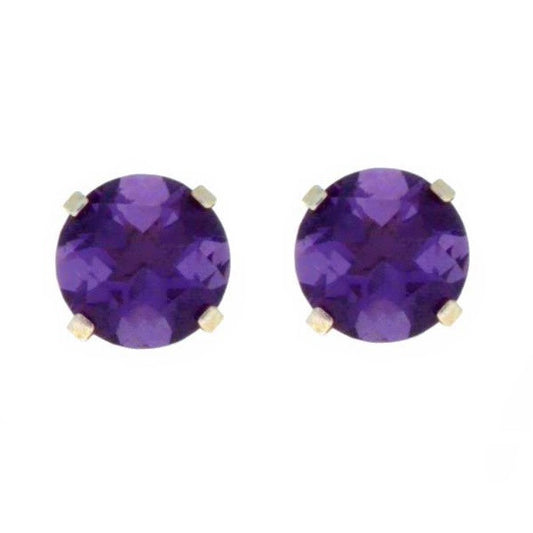 Amethyst Round Stud Earrings .925 Sterling Silver