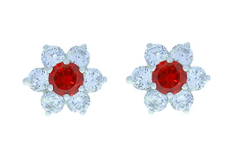 3 Ct Garnet & White Topaz Stud Earrings .925 Sterling Silver