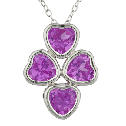 Pink Sapphire Heart Bezel Pendant .925 Sterling Silver