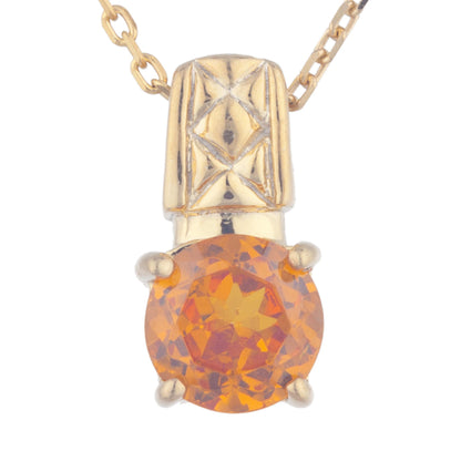 14Kt Yellow Gold Plated Orange Citrine Round Design Pendant