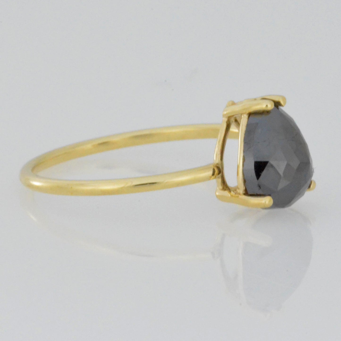 14Kt Gold 2 Ct Natural Rose Cut Black Diamond Ring