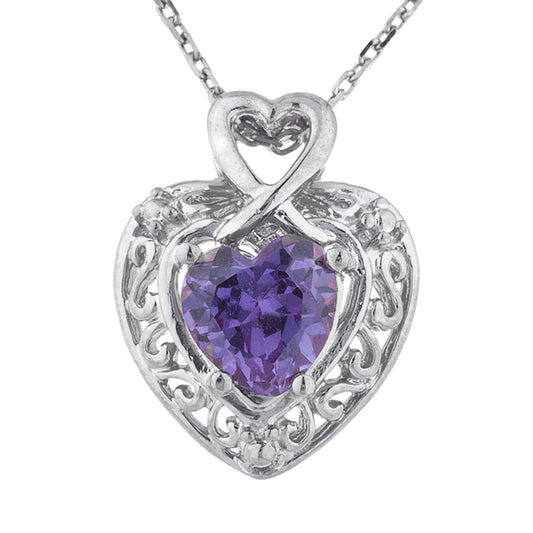 1.5 Ct Alexandrite Heart Design Pendant .925 Sterling Silver