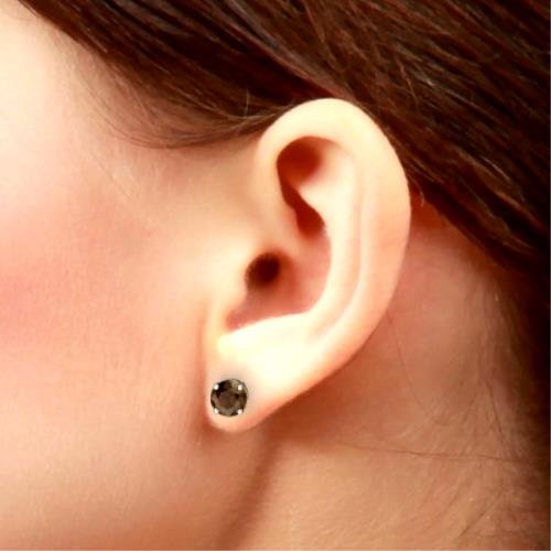 2 Ct Smoky Quartz Round Stud Earrings 14Kt White Gold