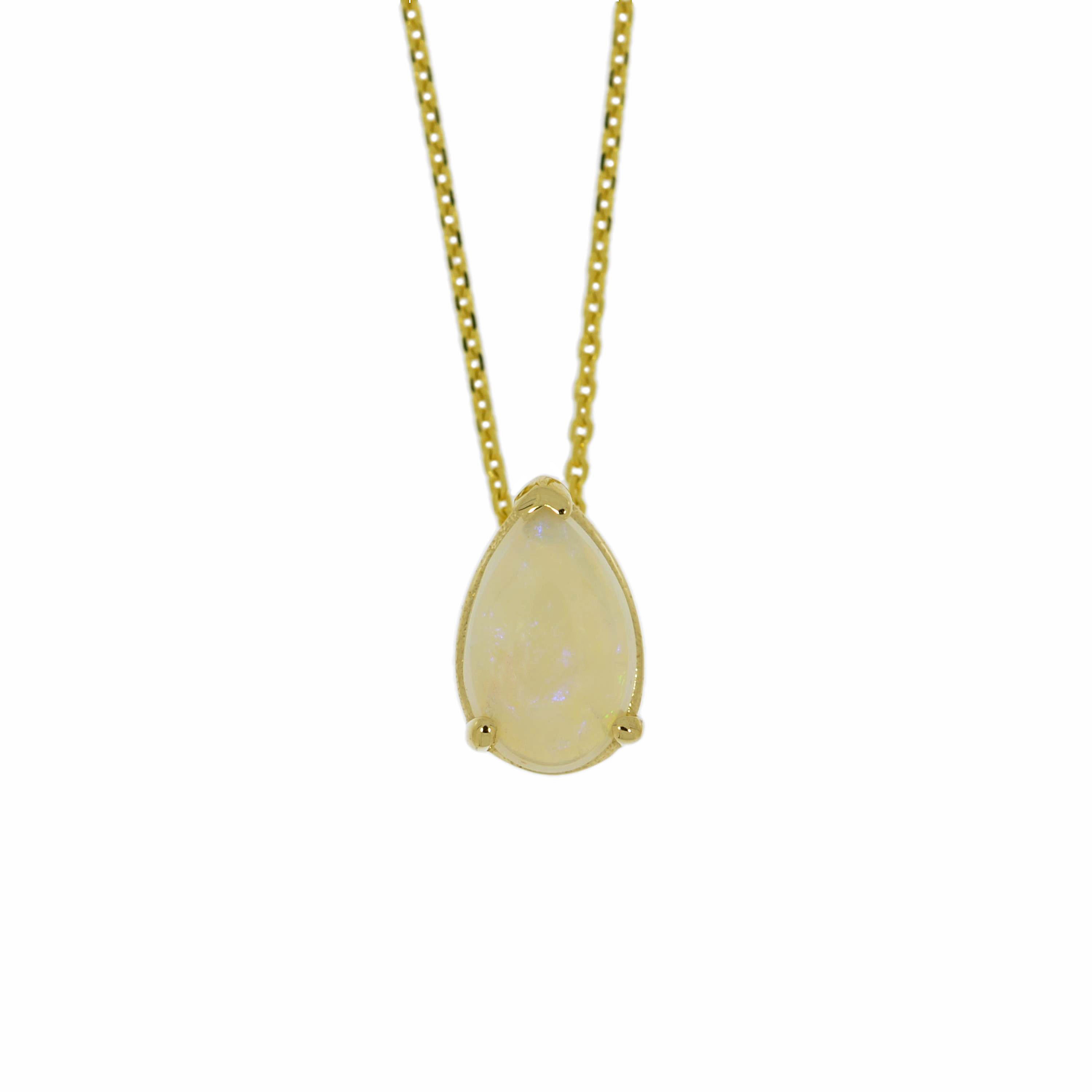14Kt Gold Natural Opal Teardrop Necklace Pendant