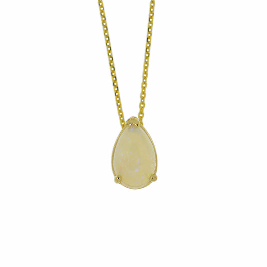 14Kt Gold Natural Opal Teardrop Necklace Pendant