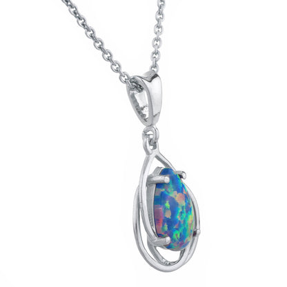 14Kt Gold Black Opal Pear Teardrop Design Pendant Necklace