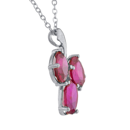 4.5 Ct Created Ruby Oval Design Pendant .925 Sterling Silver