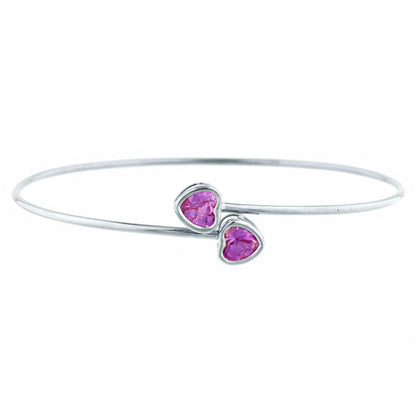 14Kt Gold Alexandrite Heart Bezel Bangle Bracelet