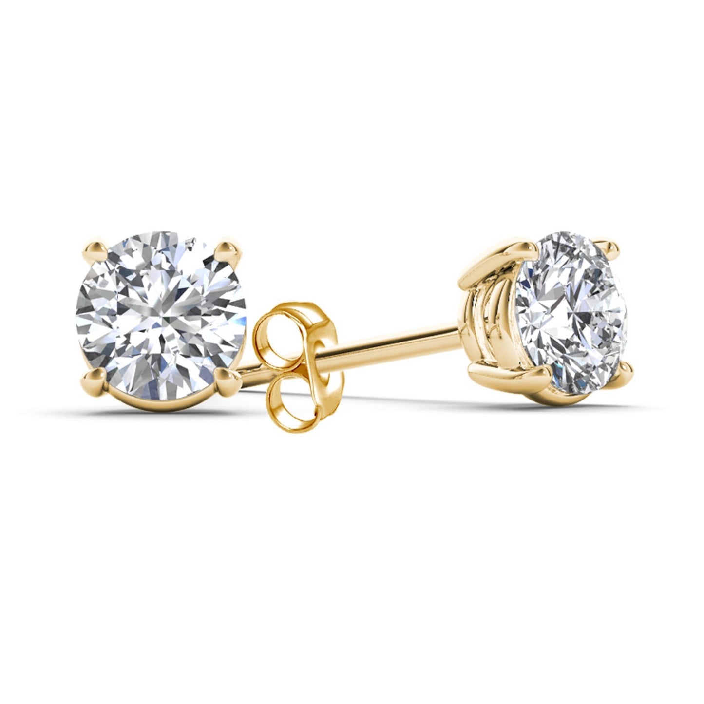14Kt Yellow Gold 1/2 Ct Genuine Natural Diamond Round Stud Earrings