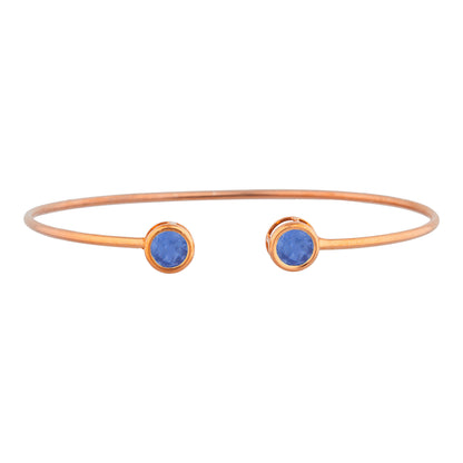 14Kt Gold Tanzanite Round Bezel Bangle Bracelet