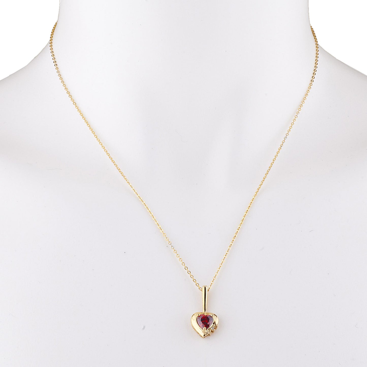 14Kt Yellow Gold Plated Garnet & Diamond Heart Pendant