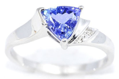 14Kt White Gold All Natural Genuine Tanzanite Trillion Diamond Diamond AVAILA...