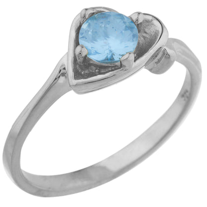 14Kt Gold Blue Topaz Round Heart Ring