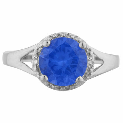 14Kt Gold 2 Ct Tanzanite & Diamond Halo Design Round Ring