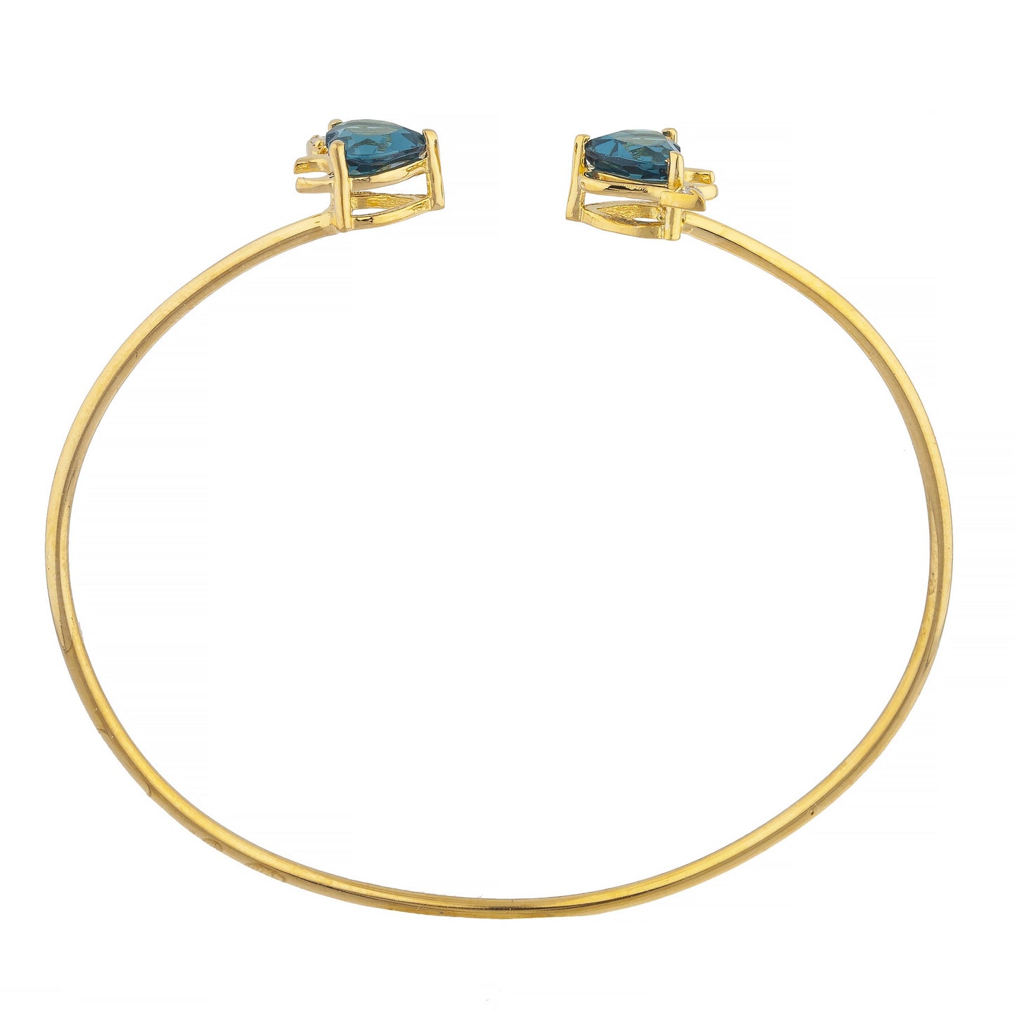 London Blue Topaz & Diamond Devil Heart Bangle Bracelet 14Kt Yellow Gold Rose Gold Silver