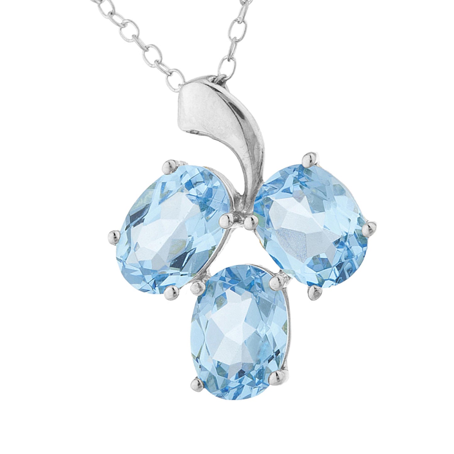 4.5 Ct Blue Topaz Oval Design Pendant .925 Sterling Silver