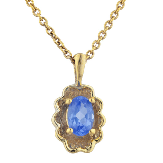 14Kt Yellow Gold Plated Tanzanite Oval Design Pendant