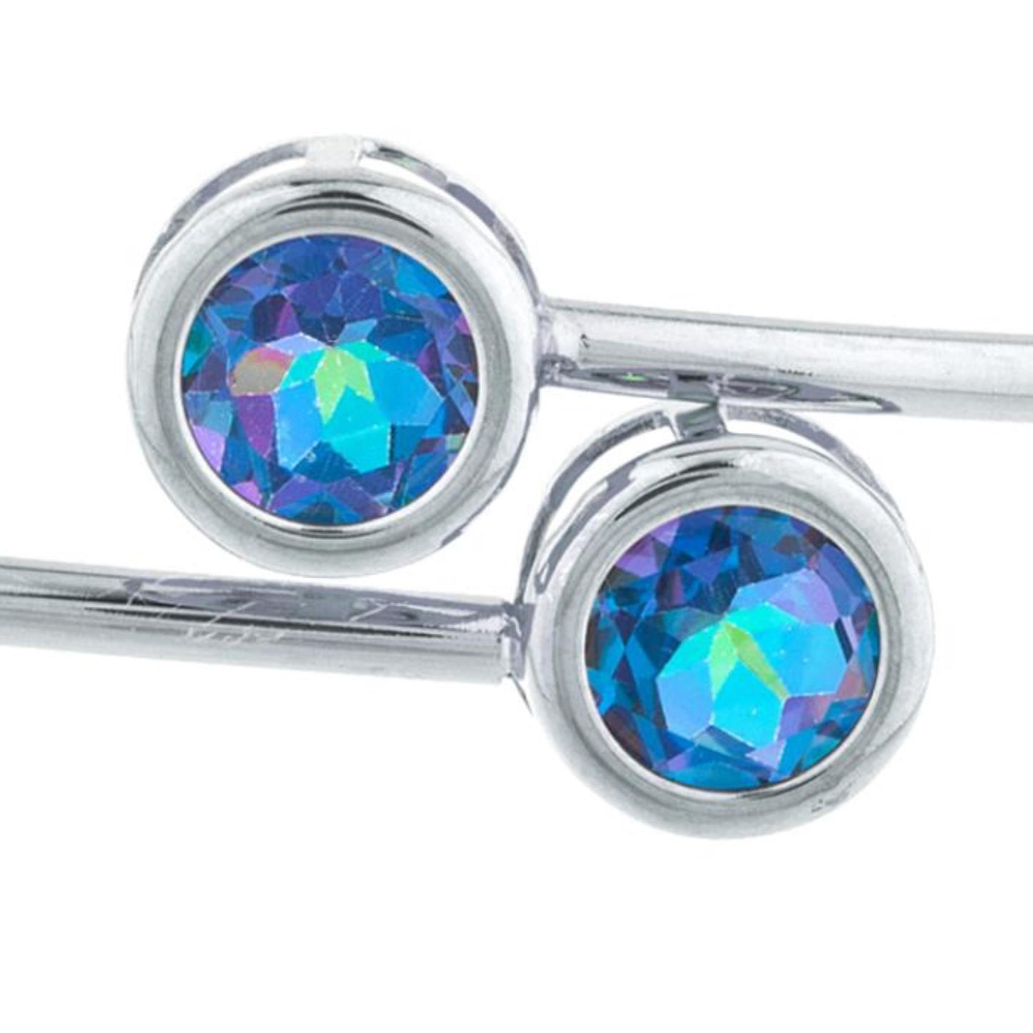 2 Ct Natural Blue Mystic Topaz Round Bezel Bangle Bracelet .925 Sterling Silver