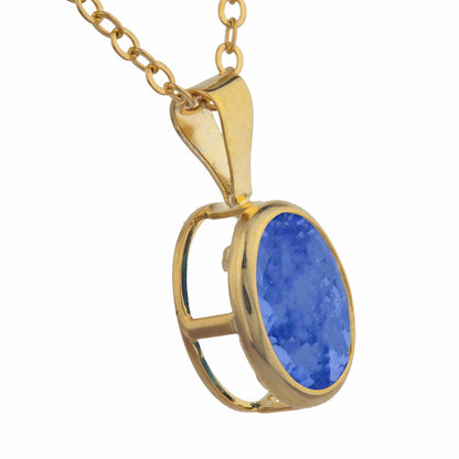 14Kt Gold Tanzanite Oval Bezel Pendant Necklace