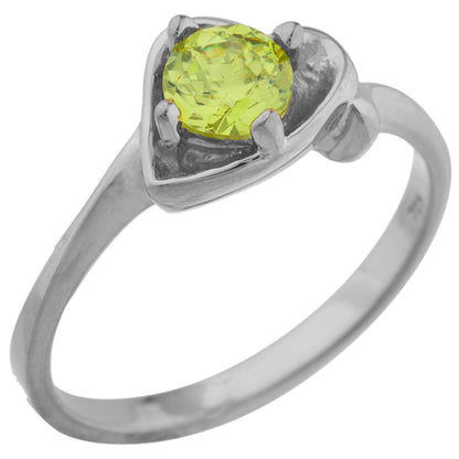 14Kt Gold Peridot Round Heart Ring