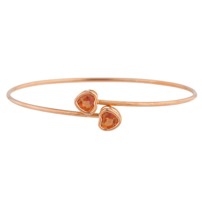 14Kt Rose Gold Plated Natural Ecstasy Mystic Topaz Heart Bezel Bangle Bracelet