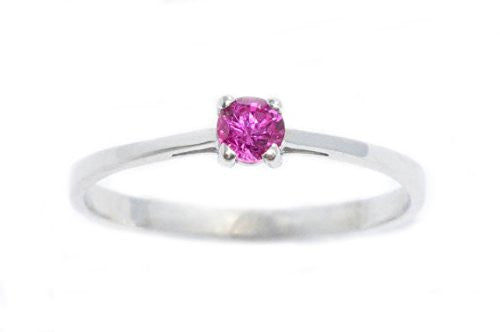 3mm Ruby Round Ring .925 Sterling Silver Rhodium Finish