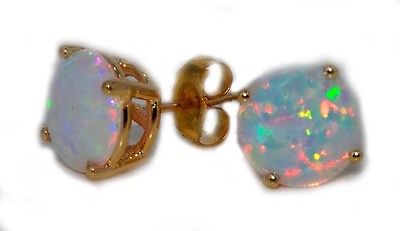 OPAL STUD EARRINGS 14KT YELLOW GOLD