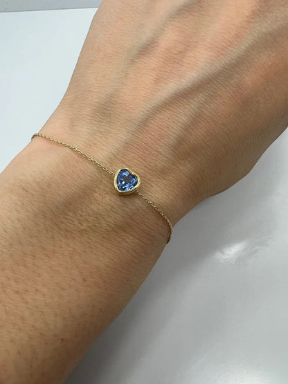 14Kt Gold Tanzanite Heart Bracelet