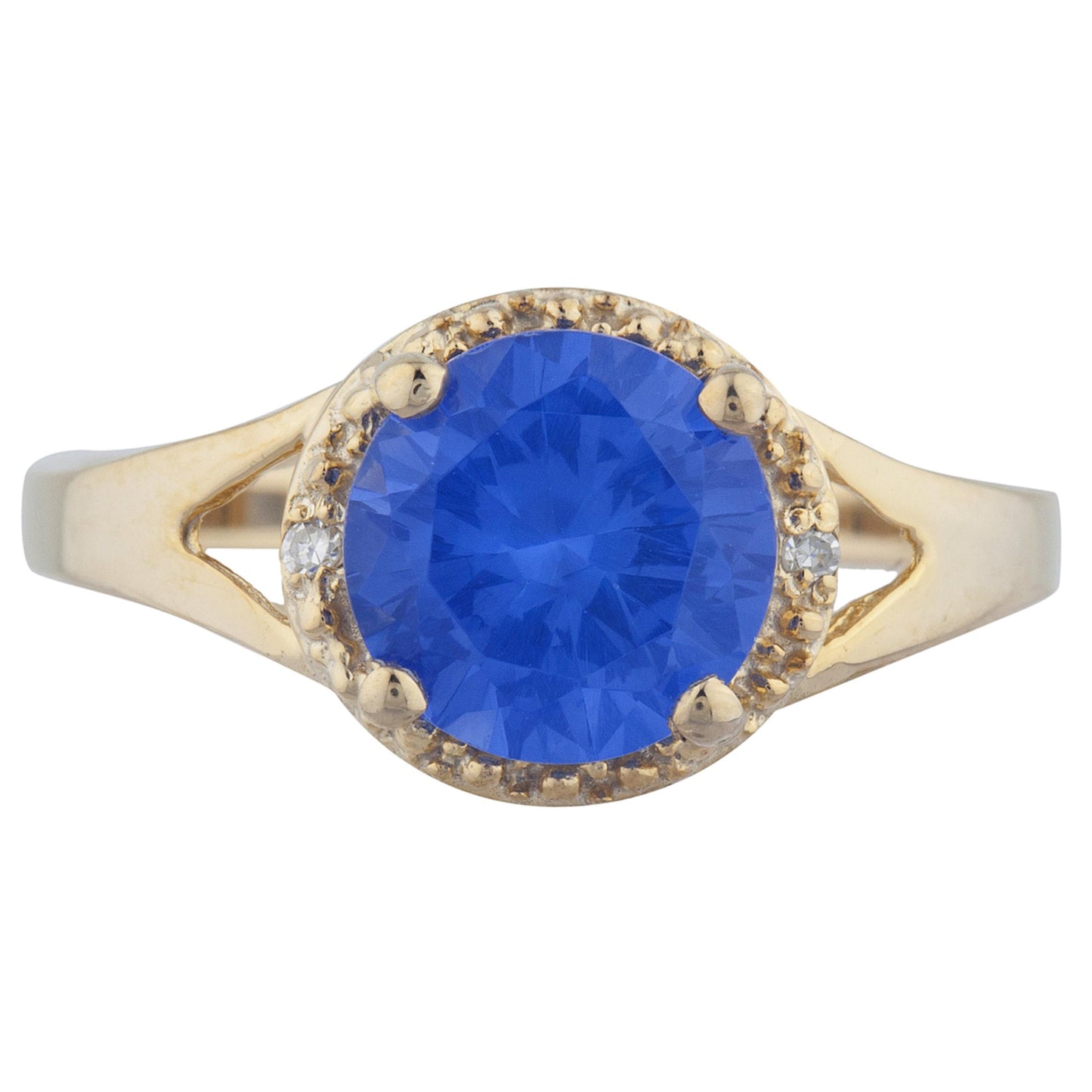 14Kt Gold 2 Ct Tanzanite & Diamond Halo Design Round Ring