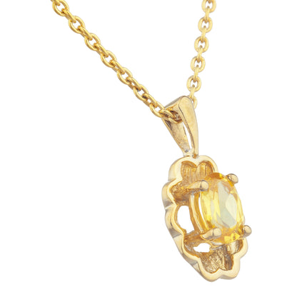 14Kt Yellow Gold Plated Yellow Citrine Oval Design Pendant