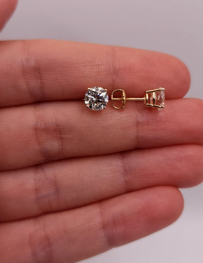 14Kt Gold 2 Ct Lab Grown Diamond Stud Earrings