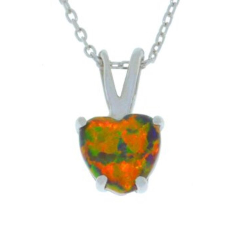 14Kt Gold Black Opal Heart Pendant Necklace