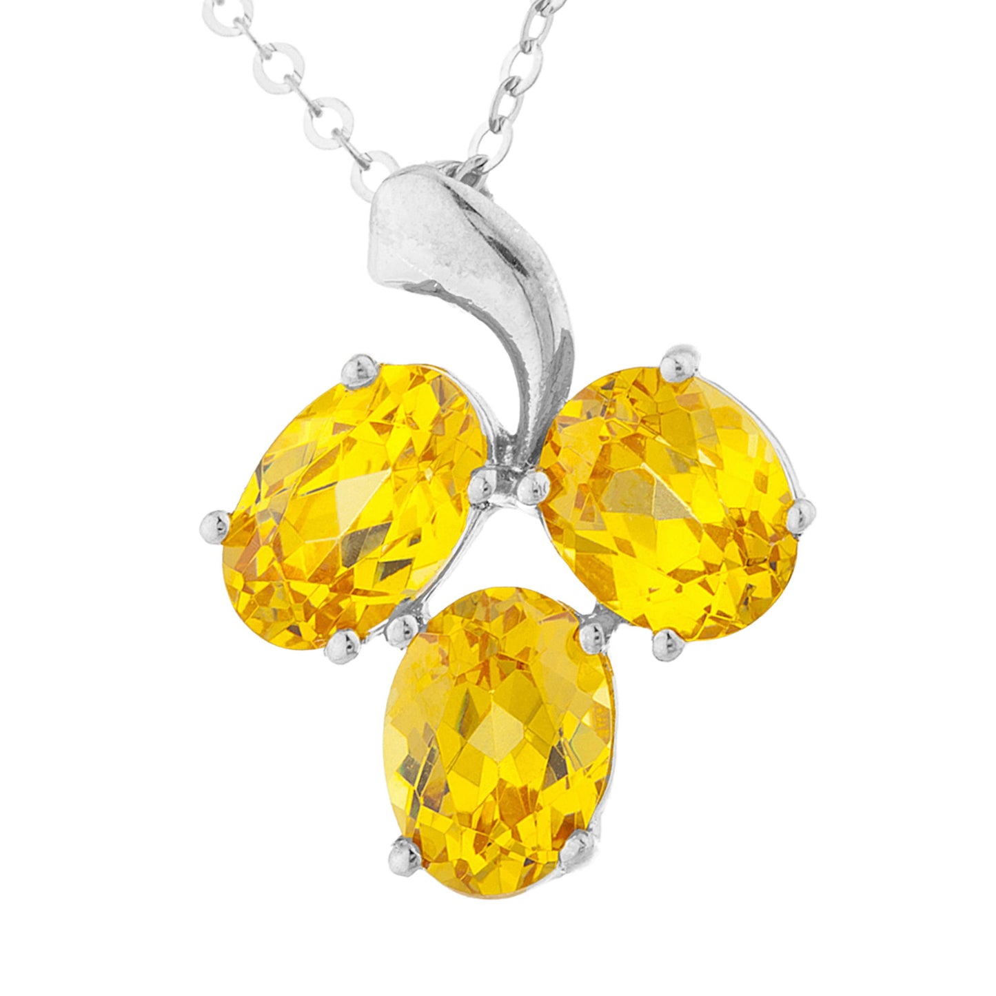 4.5 Ct Yellow Citrine Oval Design Pendant .925 Sterling Silver