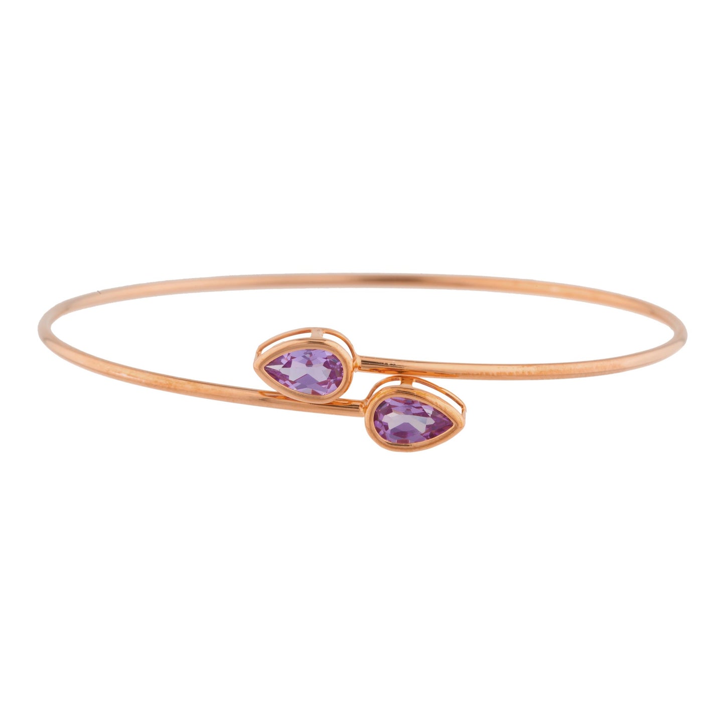 14Kt Rose Gold Plated Alexandrite Pear Bezel Bangle Bracelet